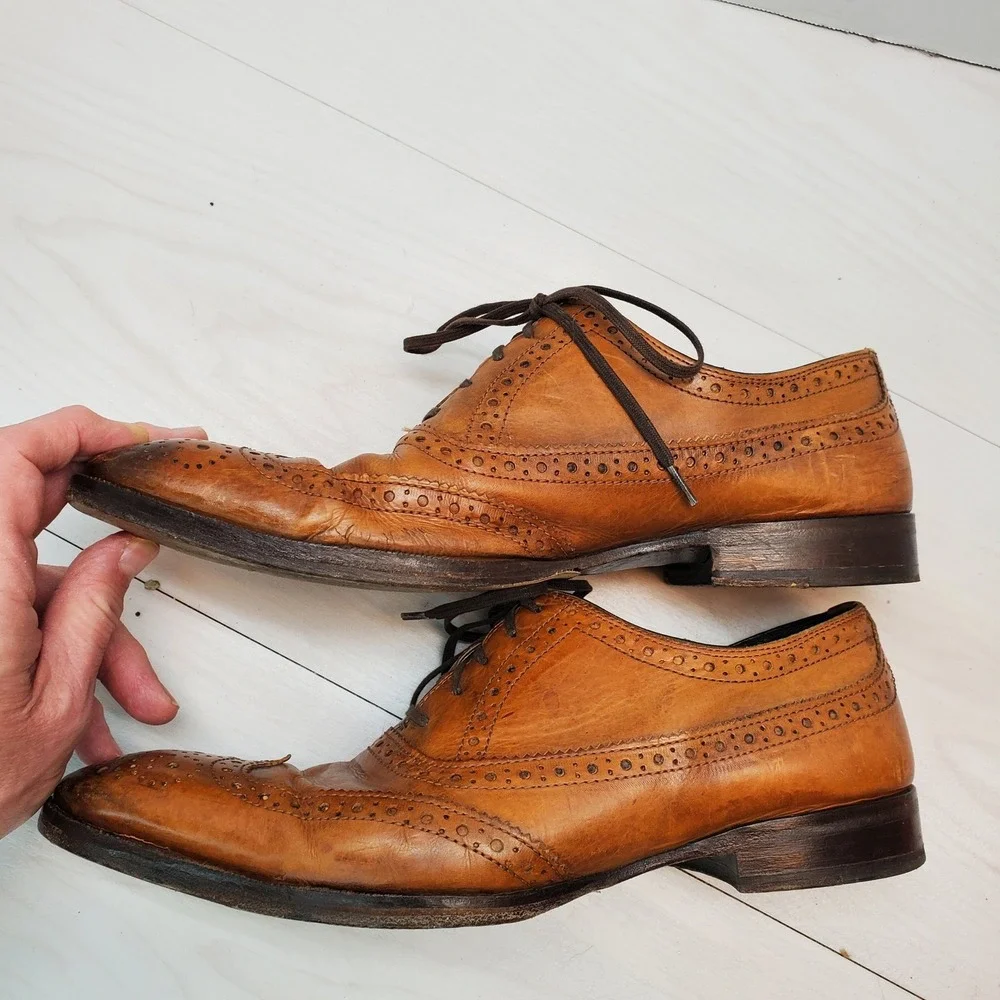 To Boot New York Adam Derrick Mens Brown Leather Wingtip Brogue Oxfords 8.5 Lux